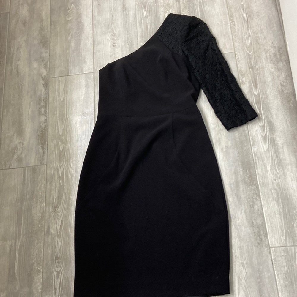 Black Halo 1 shoulder cocktail dress